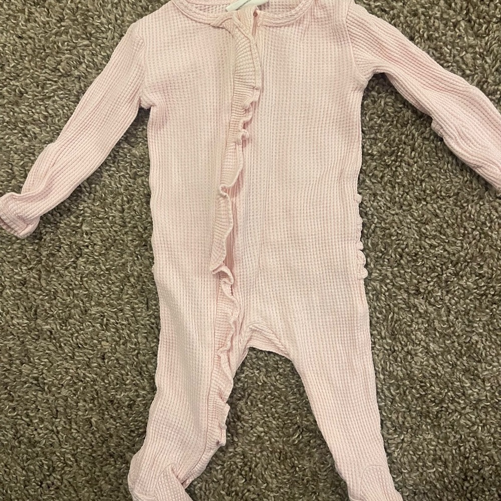 Spearmint baby blush ruffle footie